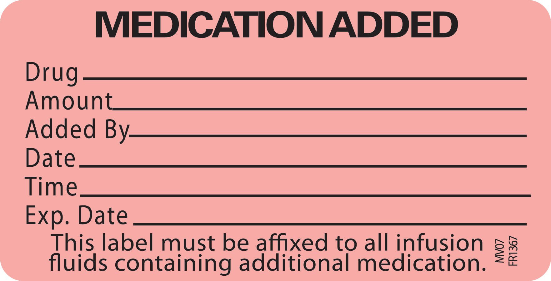 PDC Healthcare LABEL, MED ADDED DRG RED 2 15/16"X1 1/2" PROFTP