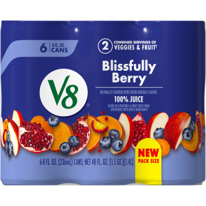 V8® Blissfully Berry 100% Fruit and Vegetable Juice, 8 fl oz Can (24 Pack)