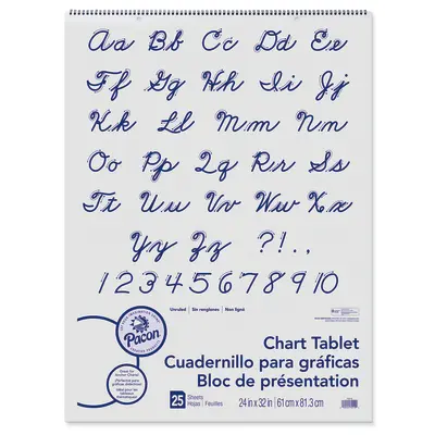 Pacon Chart Tablet, Cursive Cover, Unruled, 24