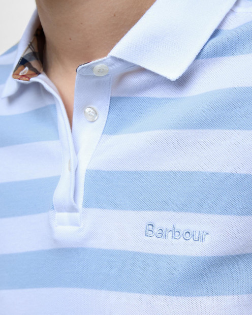 Ashbourne Striped Polo Shirt Breeze Blue/White