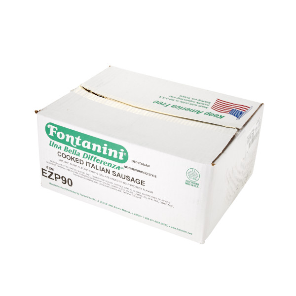 FONTANINI(r) Spicy Italian Sausage Topping, Cooked, Crumble, 120/oz, 4/5 lb . C1RA - Front Right Closed Case (Hi Res)