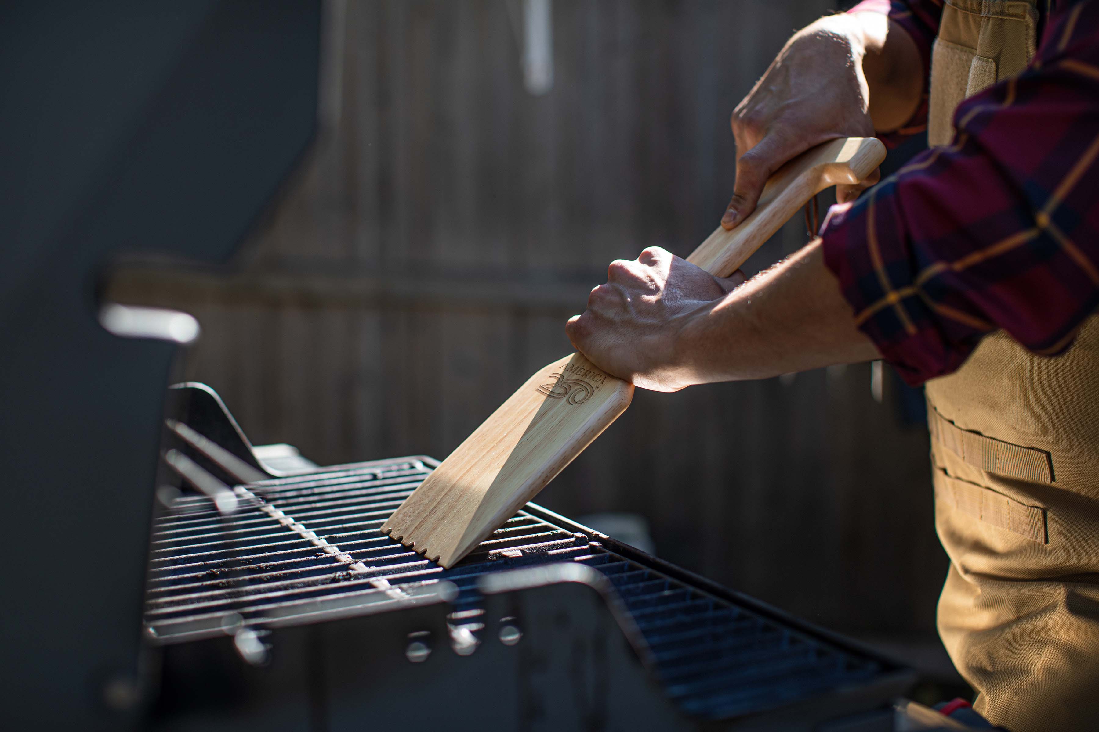 America 250 - Hardwood BBQ Grill Scraper with Bottle Opener