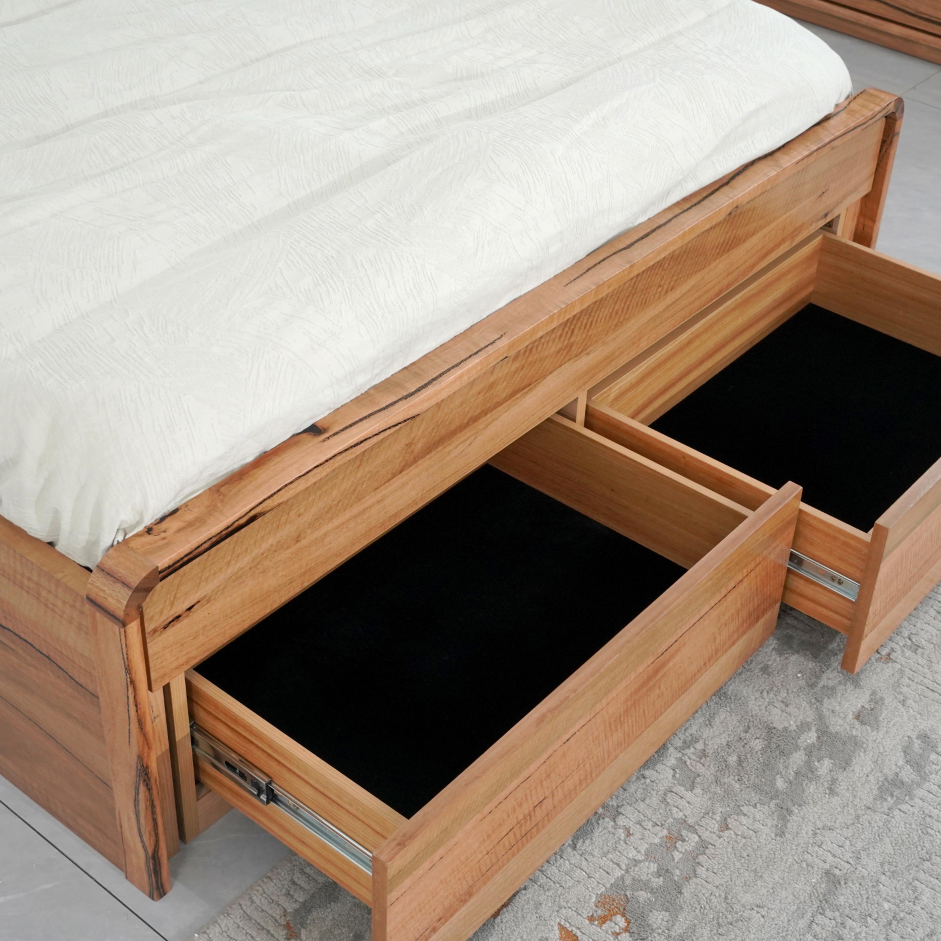 Detail image of the  Macquarie Bed Frame, W/ Bookend Headboard & Gas Lift & Footend Drawers Base, Natural from Forty Winks