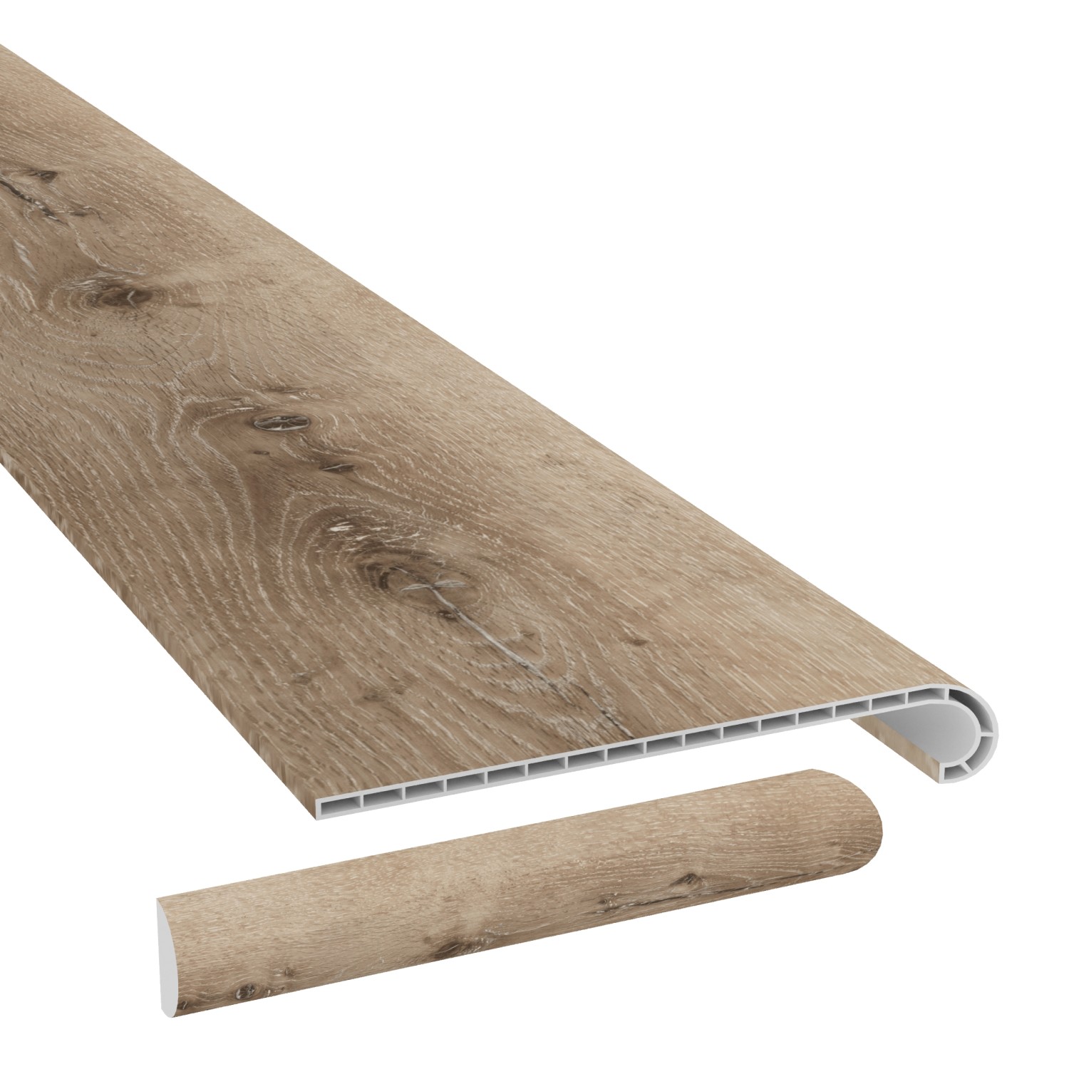 Aged Hickory Vinyl Stair Tread w/ Cap view 1