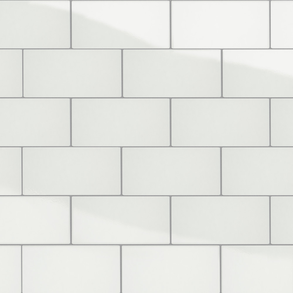 Piscina Brick Glossy Blanco 9.63x19.5 Rectangle Porcelain Floor and Wall Digital Pattern