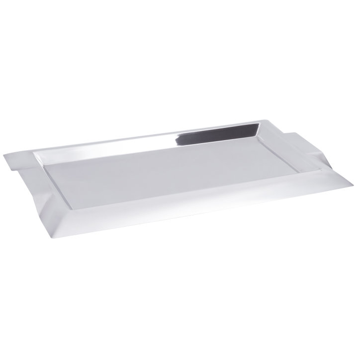 Large rectangular stainless steel serving tray