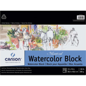 Artist Series Montval Watercolor Block, Foldover Binding, 15 Sheet, 12x16 inch, 1 Count