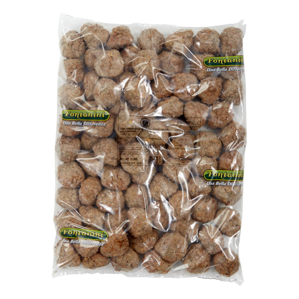 FONTANINI(r) Meatball, Cooked,  Beef, 1 oz, 2/5 lb . C1CB - Front Center Inner Pack (Hi Res)