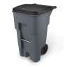 Rubbermaid Commercial, Rollout, 65 gal, Resin, Gray, Square, Receptacle