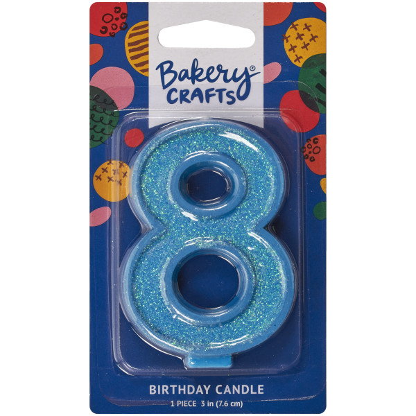 8 Glitter Numeral Candles