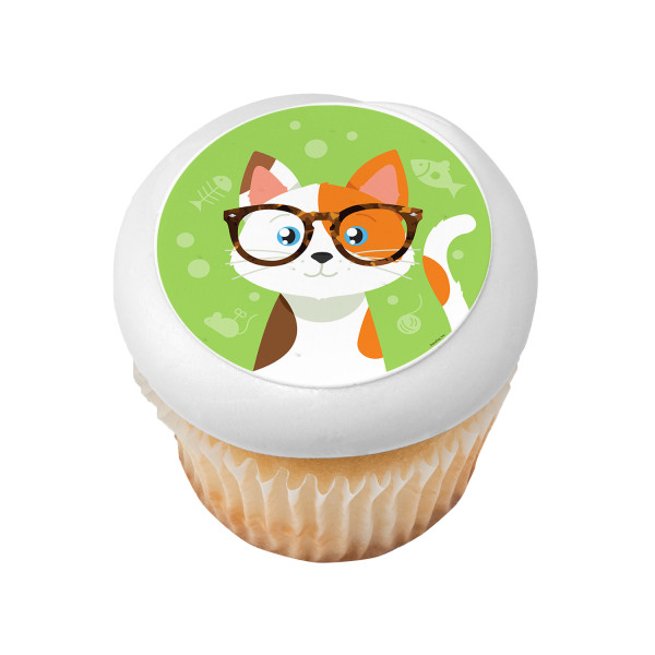 Kitty With Glasses PhotoCake® Edible Image®