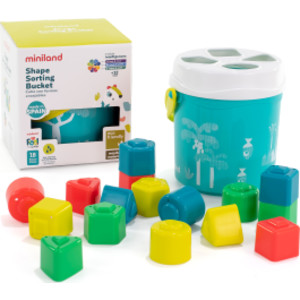 Feel to Learn: Shape Sorting Bucket, 18 Pieces, Turquoise