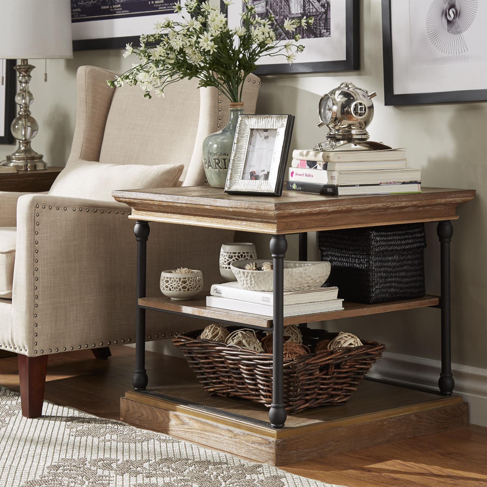 Cornice Accent Storage Side Table