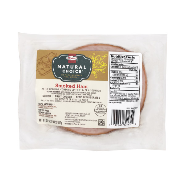 NATURAL CHOICE(r) Ham, Smoked, Lower Sodium, .5 oz slices, 6/2 lb . C1CB - Front Center Inner Pack (Hi Res)