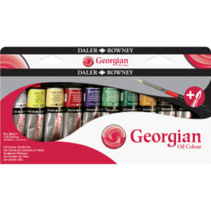 Georgian Oil Paint Studio Set + Free Brush, Assorted Colors, 38ml, 10 Pieces