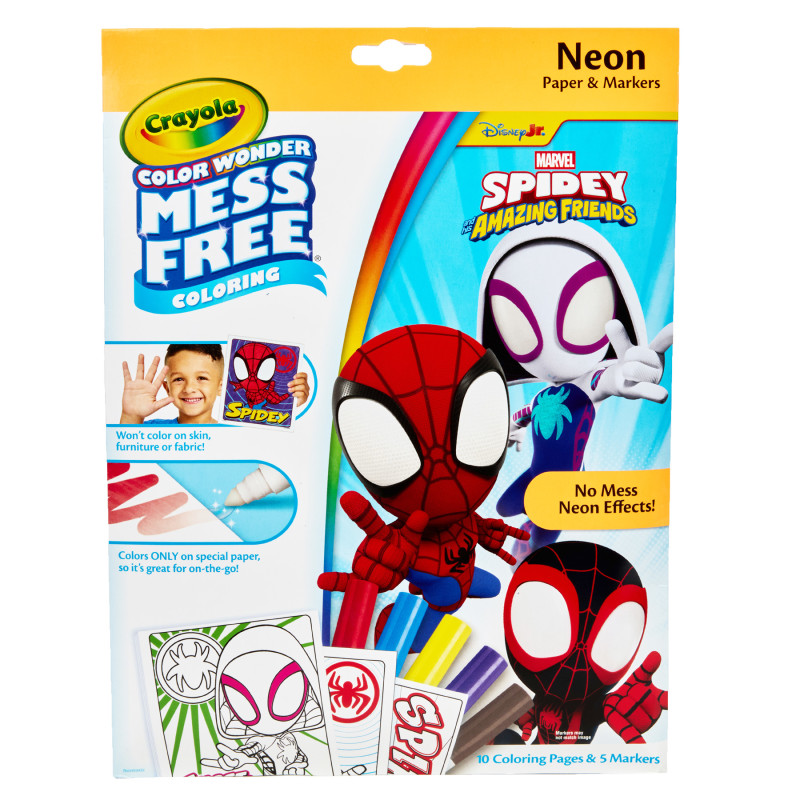 Color Wonder Neon Coloring Pages & Markers, Spidey