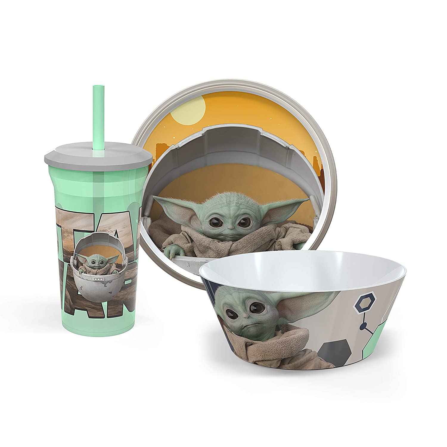 Star Wars: The Mandelorian Kids Dinnerware Set, The Child (Baby Yoda), 3-piece set slideshow image 1 Star Wars: The Mandelorian Kids Dinnerware Set, The Child (Baby Yoda), 3-piece set slideshow image 1
