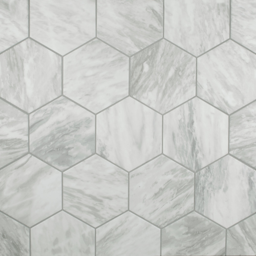 Classico Bardiglio Hex Light 7 in. x 8 in. Porcelain Floor and Wall Tile