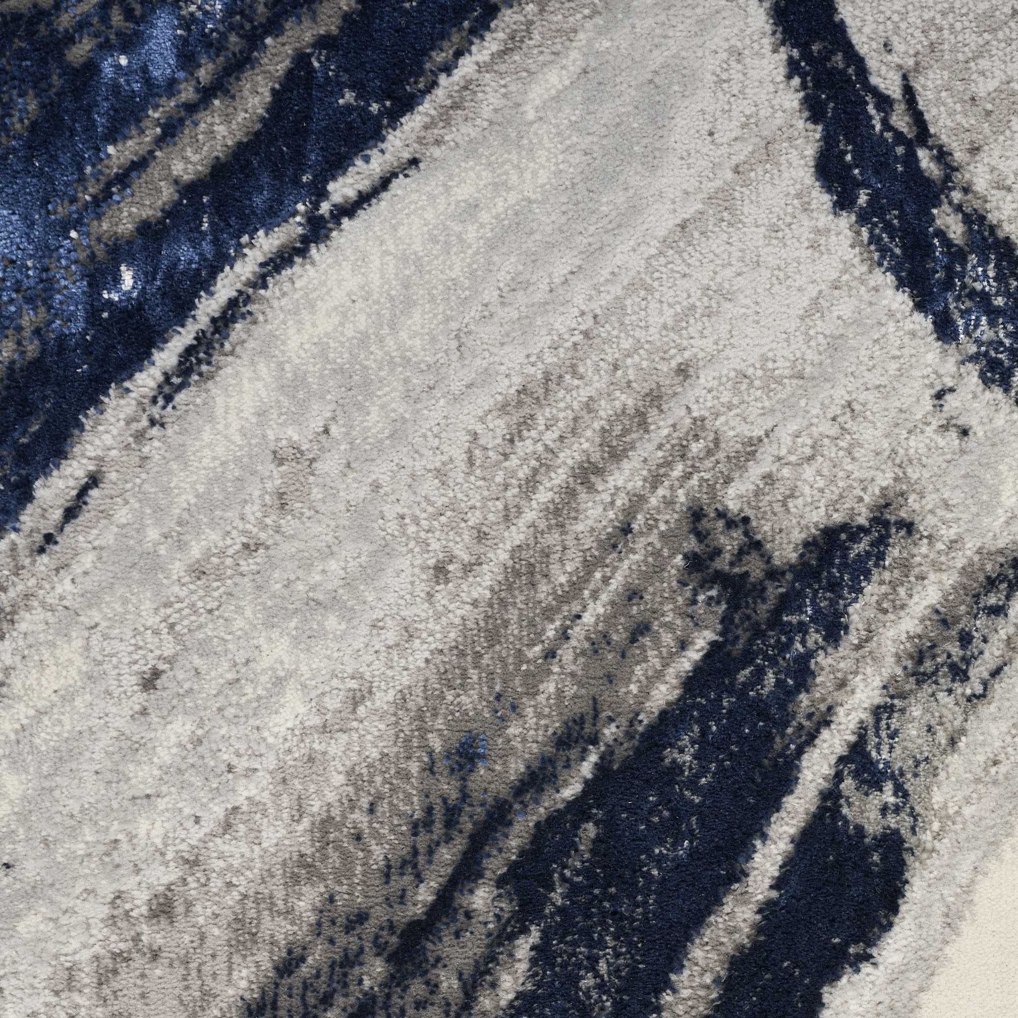 Nourison Splash 2'2" x 7'6" Grey Navy Modern Indoor Rug