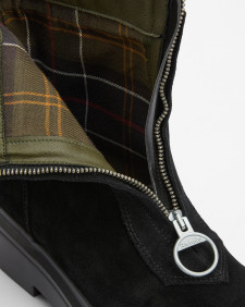 Imelda Zip-Front Ankle Boots Black Suede