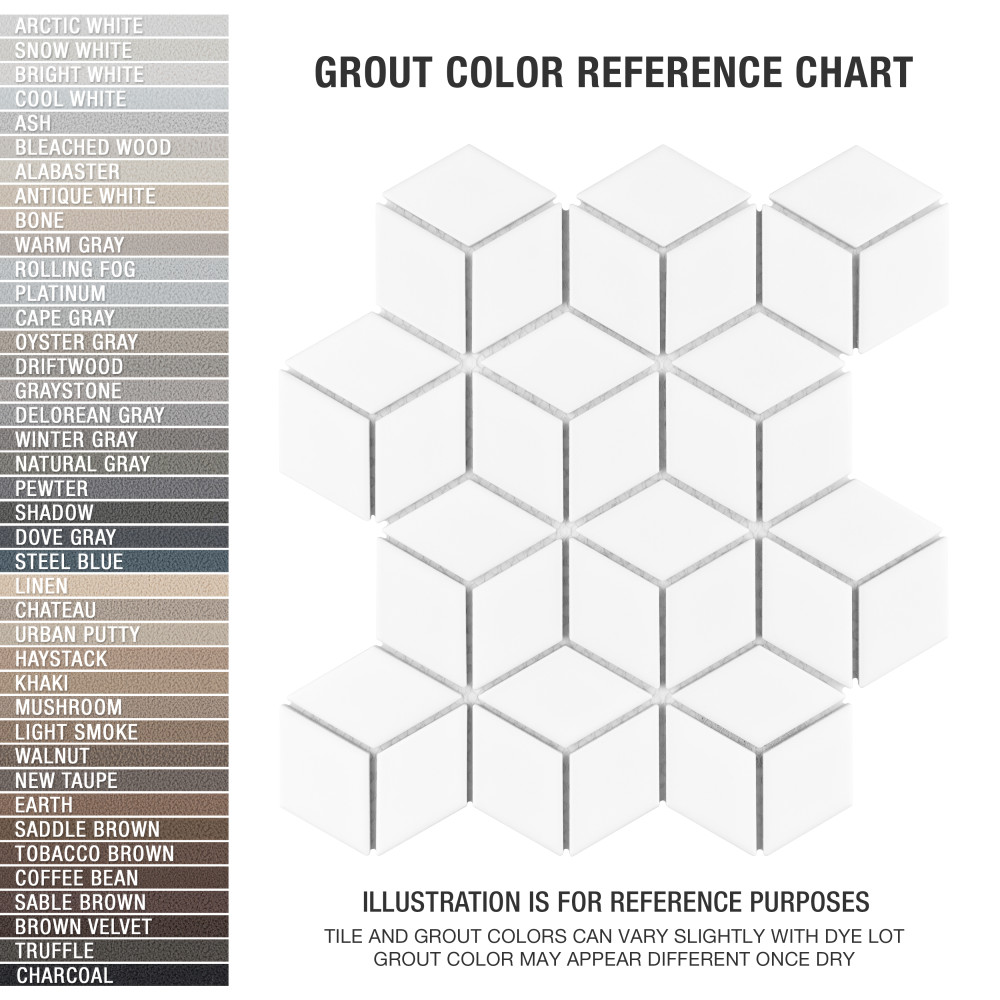 Metro Rhombus Matte White 10-1/2 in. x 12-1/8 in. Porcelain Mosaic Tile