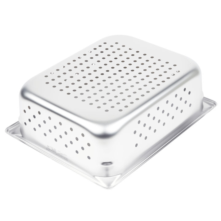 Half-size 4-inch-deep Super Pan V® perforated stainless steel steam table pan