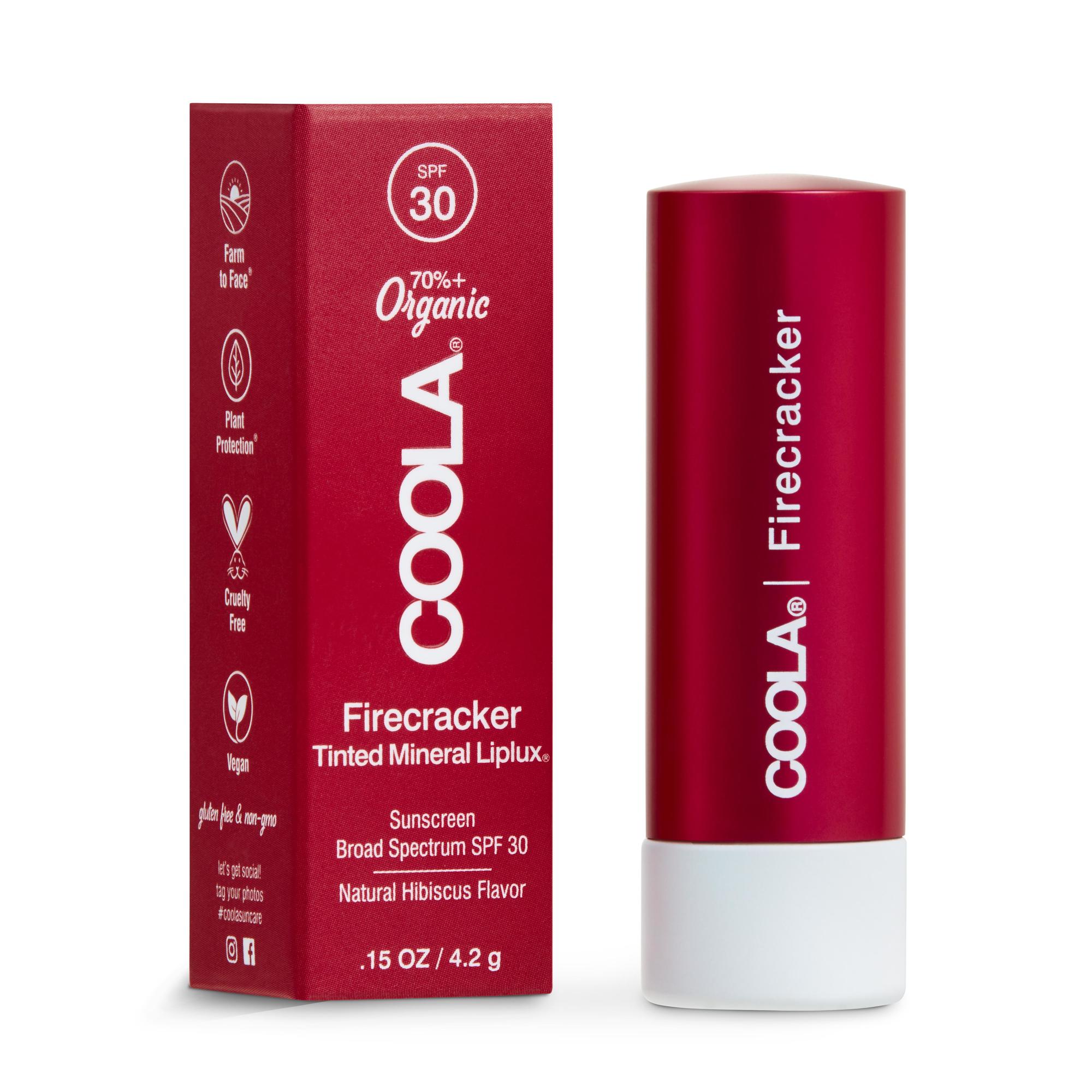 Coola® Firecracker Tinted Liplux® Sunscreen SPF 30, Natural Hibiscus Flavor