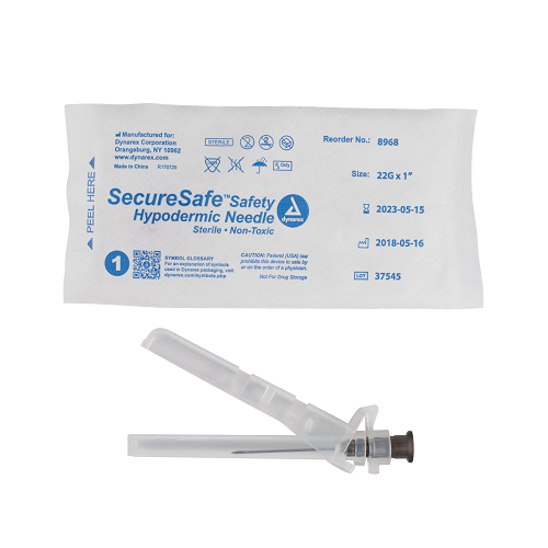 SecureSafe™ Safety Hypodermic Needle 22G, 1