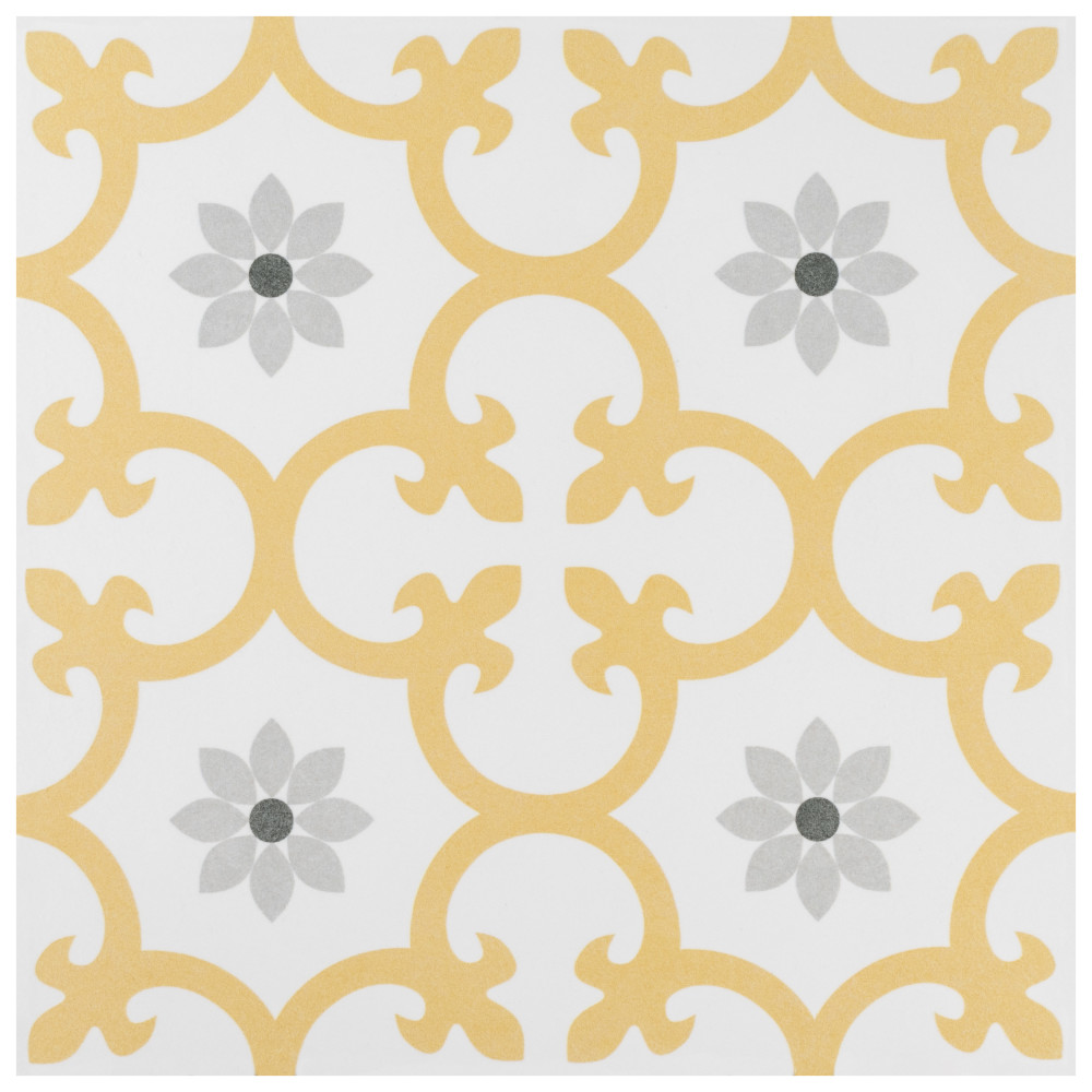 Daria Dandelion 9-3/4 in. x 9-3/4 in. Porcelain Floor and Wall Tile