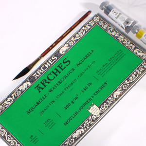Bloque de papel de acuarela Aquarelle, prensado en frío, blanco natural, 140 lb (300 g/m2), 20 hojas, 5,9 x 11,8 pulgadas, 1 unidad