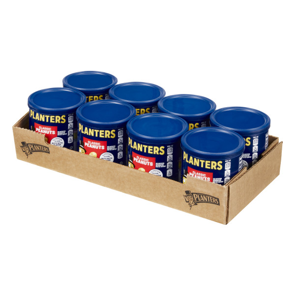 PLANTERS(r) Classic Roasted Peanuts 8/6oz . C1RM - Front Right Open Case (Hi Res)