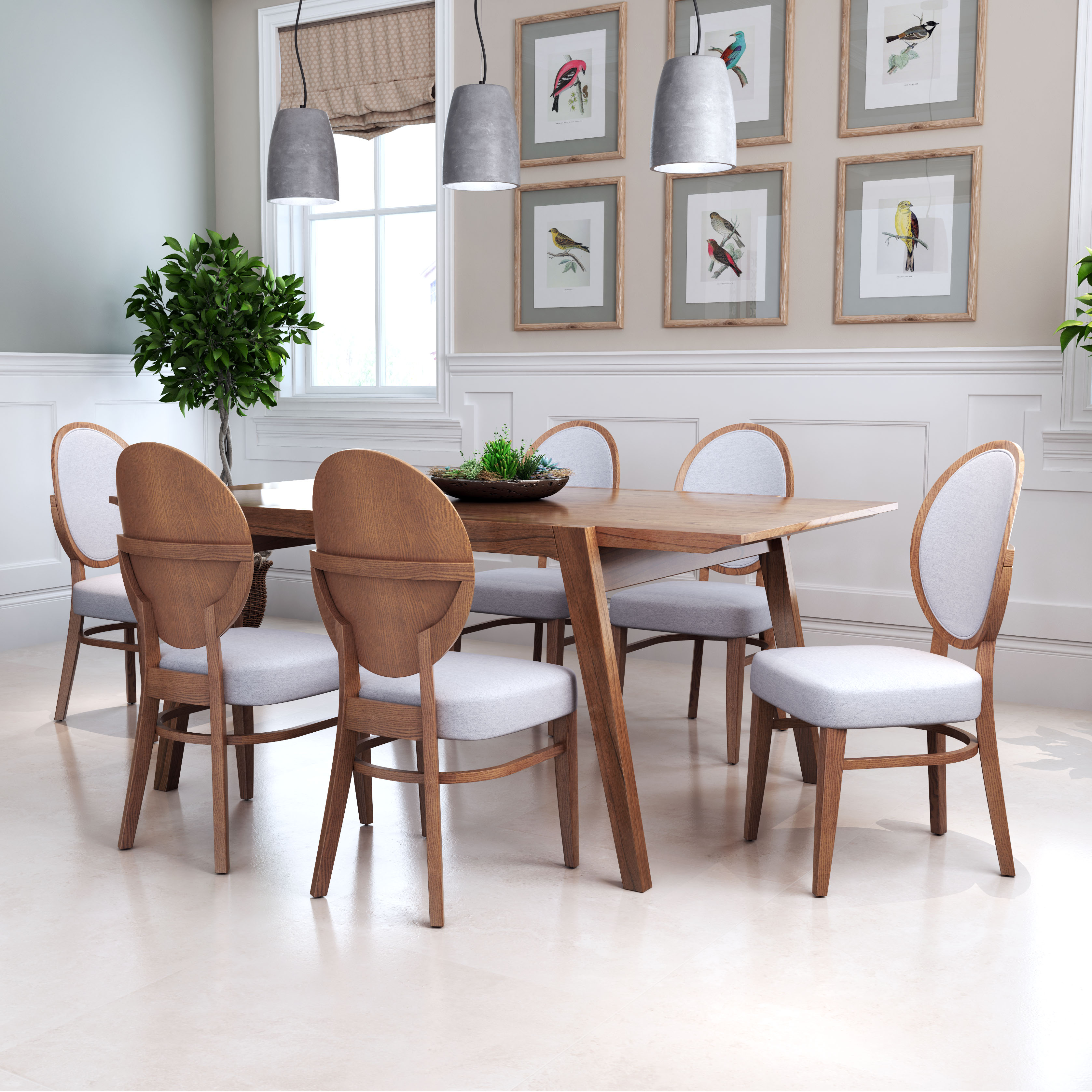 Regents Dining Chair (Set of 2) Walnut & Light Gray product image
