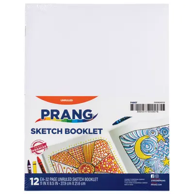 Prang (Formerly Art Street) Beginner Sketch Booklet, Unruled, 8-1/2" x 11", 32 Pages, 48 Count