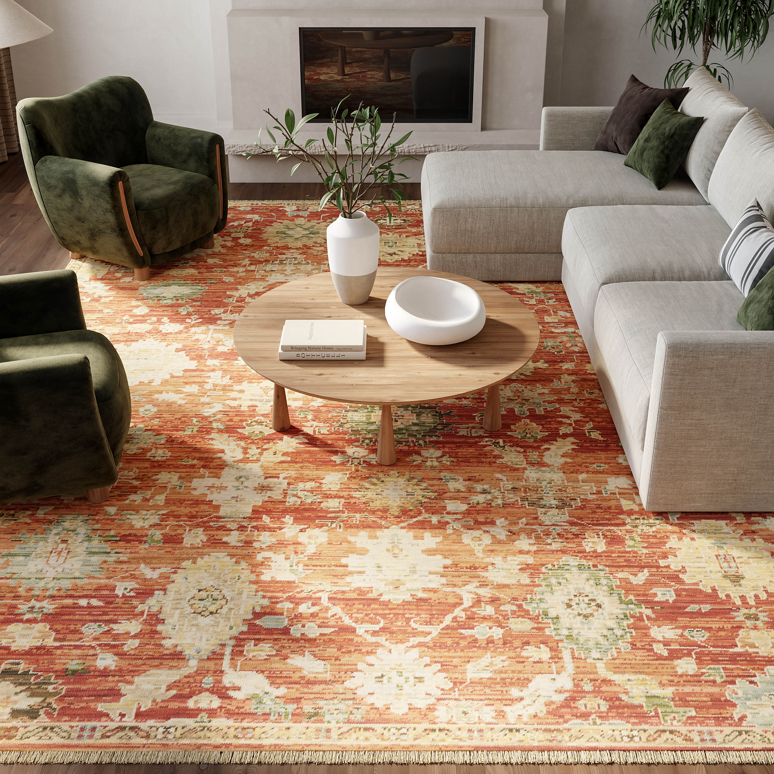 Nourison Antique Bloom 5'6" x 8'6" Brick Vintage Indoor Rug