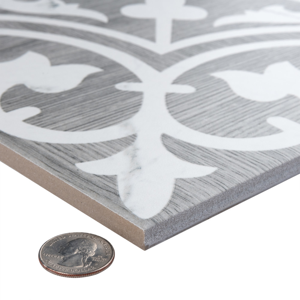 Llama Arte Loire Verso Silver Smoke 9-3/4 in. x 9-3/4 in. Porcelain Floor and Wall Tile