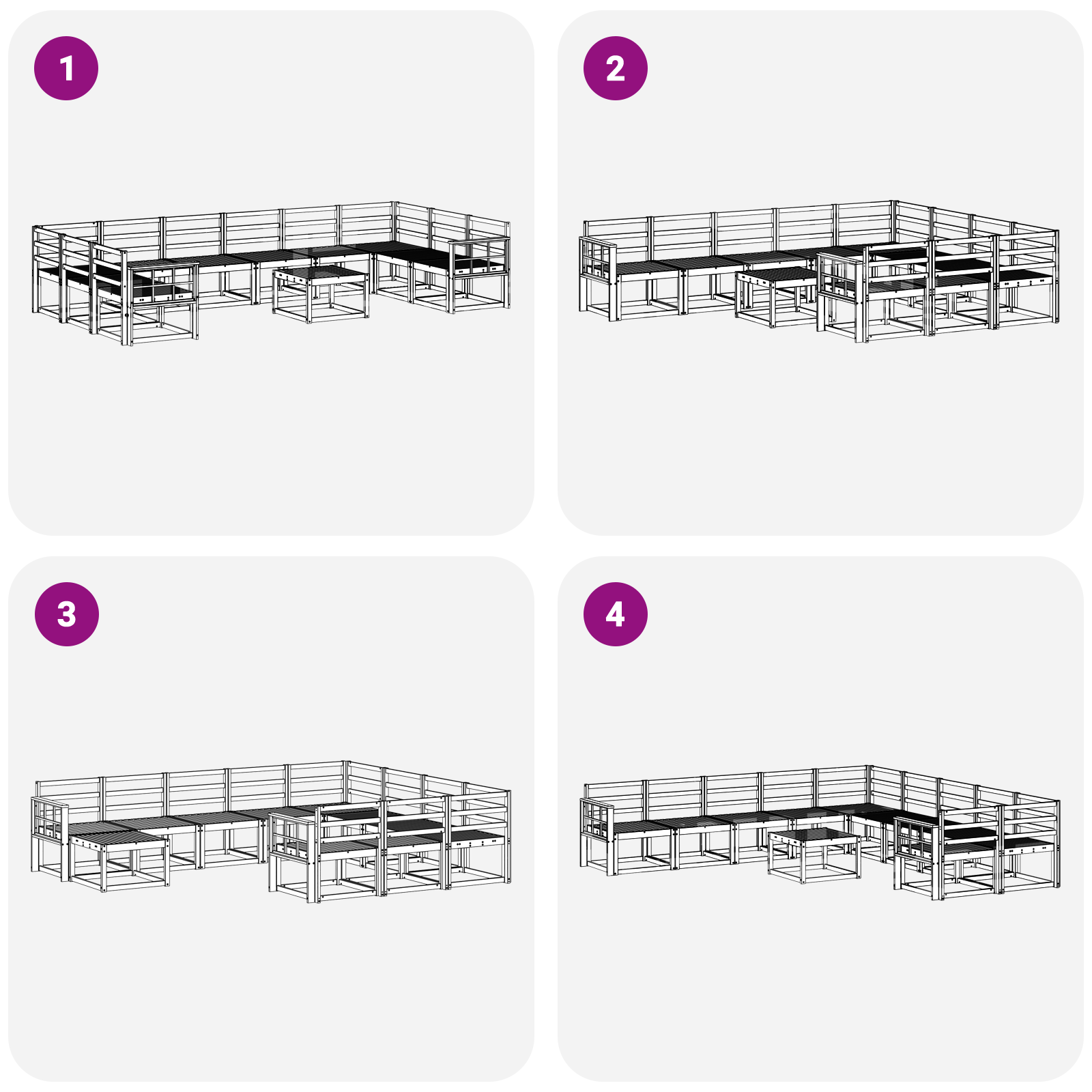 Buiten bankenset 11 pcs Wit Massief Acaciahout image 6