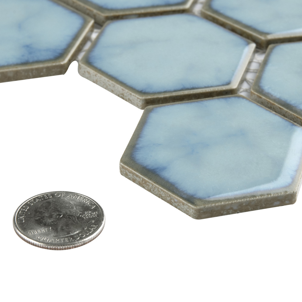 Hudson Due 2″ Hex Marine 10-7/8 in. x 12-5/8 in. Porcelain Mosaic Tile