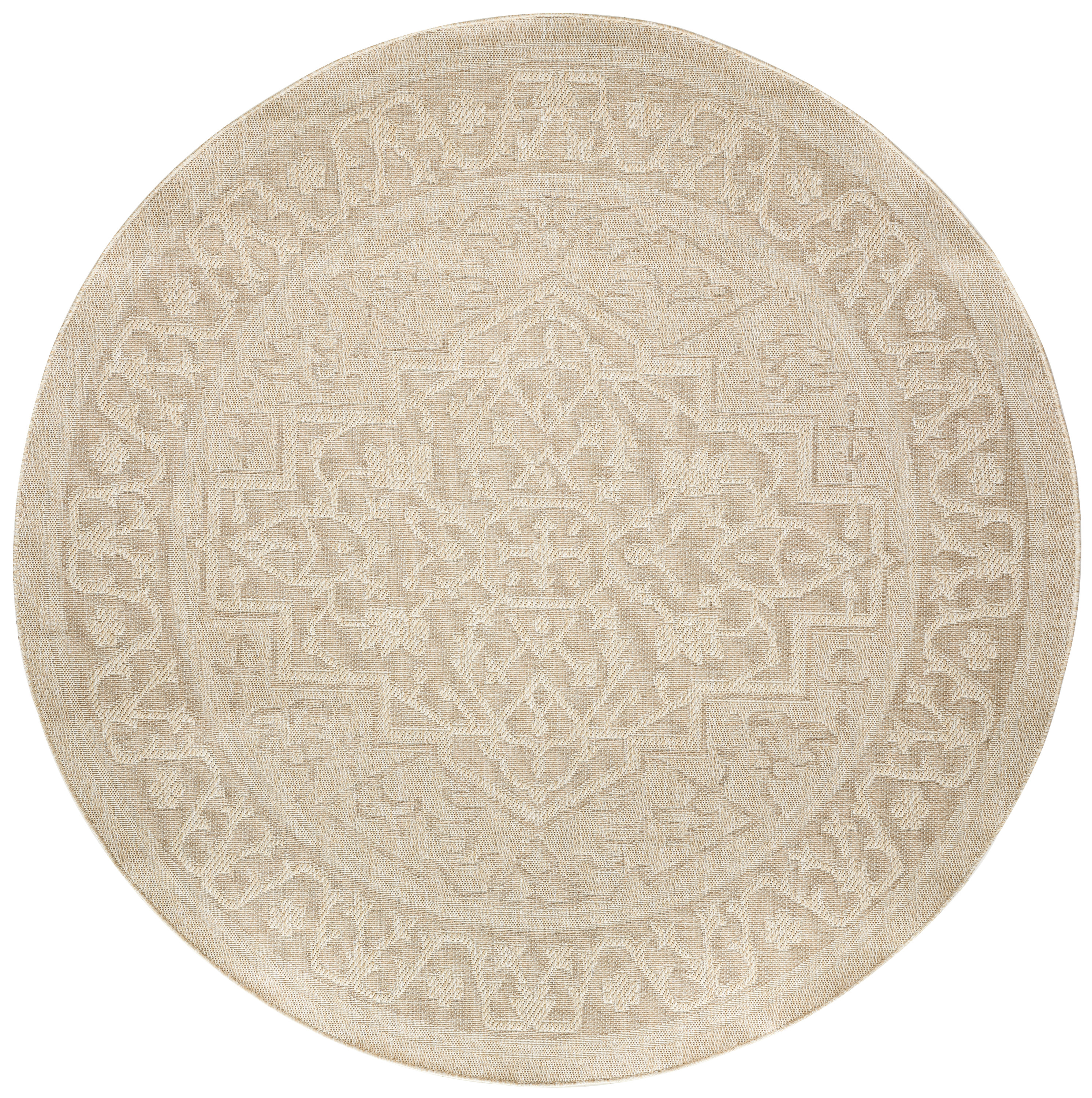 Nourison Tulum 8' x Round Cream Outdoor Rug
