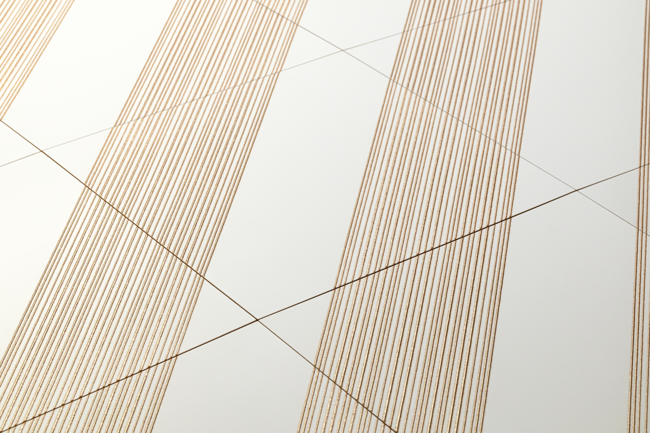 CrissCross White Gold 12x12 Deco 1 Decorative Tile Satin Rectified