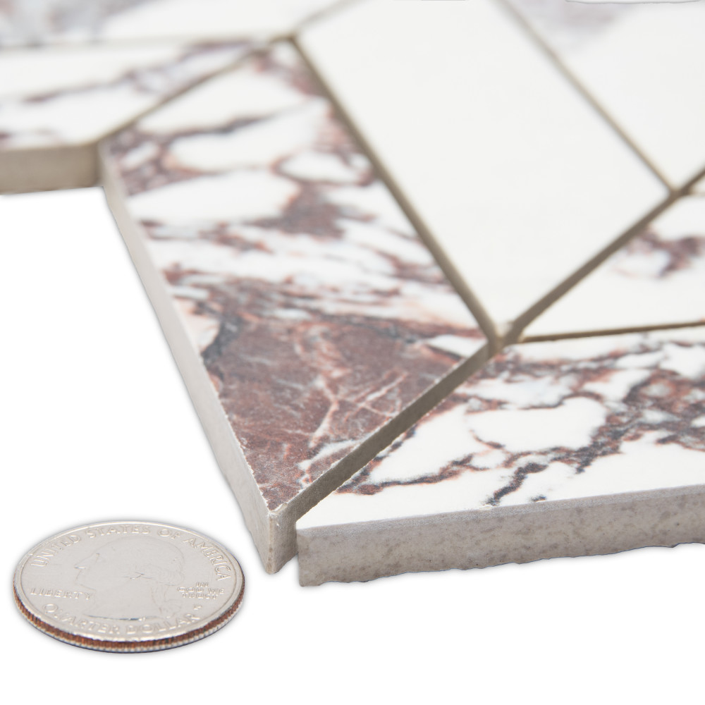 Touche Chevron Rubis 11-3/4 in. x 12-1/4 in. Porcelain Mosaic Tile