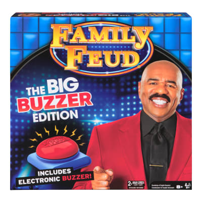 Spin Master Games, Family Feud: Big Buzzer Edition, Play the Feud at Home with Included Electronic Buzzer for Family Game Night & Trivia Cards, for Kids & Family, 3-10 Players, for Ages 8 & Up