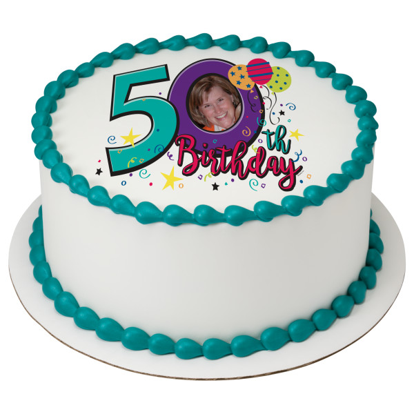 Happy 50th Birthday PhotoCake® Edible Image® Frame