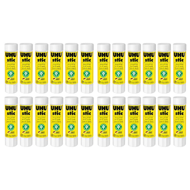 UHU Stic Permanent Glue Stick, Clear, 8.2 g, Pack of 24