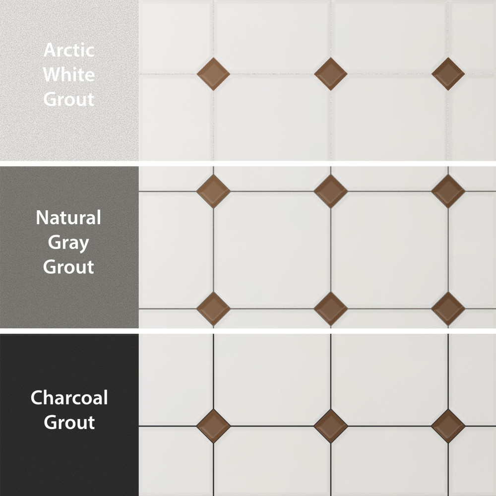 Vaudeville Octagon Nacar with Taco Marron 7-7/8 in. x 7-7/8 in. Porcelain Floor and Wall Tile