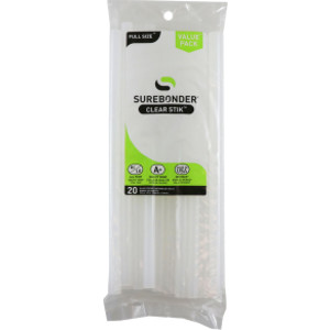 Full Size 10" Clear Hot Glue Stick, Dual Temperature, Pack of 20