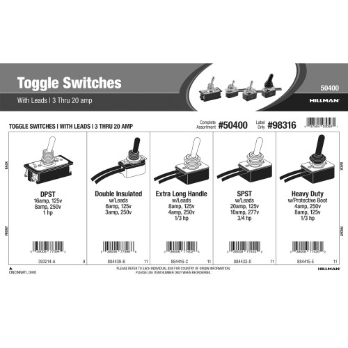 Toggle Switches Assortment (with Leads)