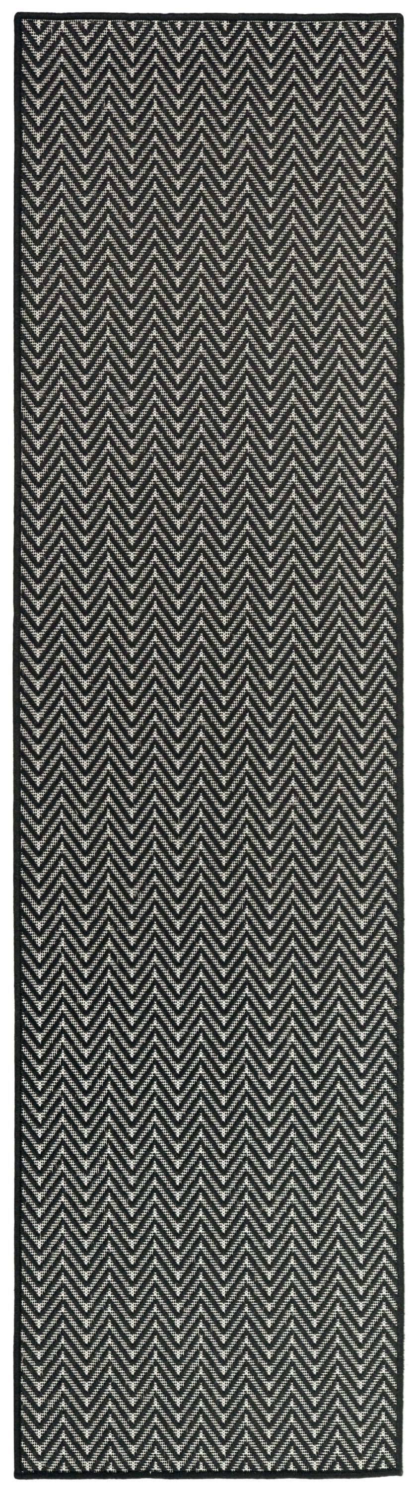 Nourison Horizon Indoor/Outdoor 2'2" x 8' Black Modern Rug