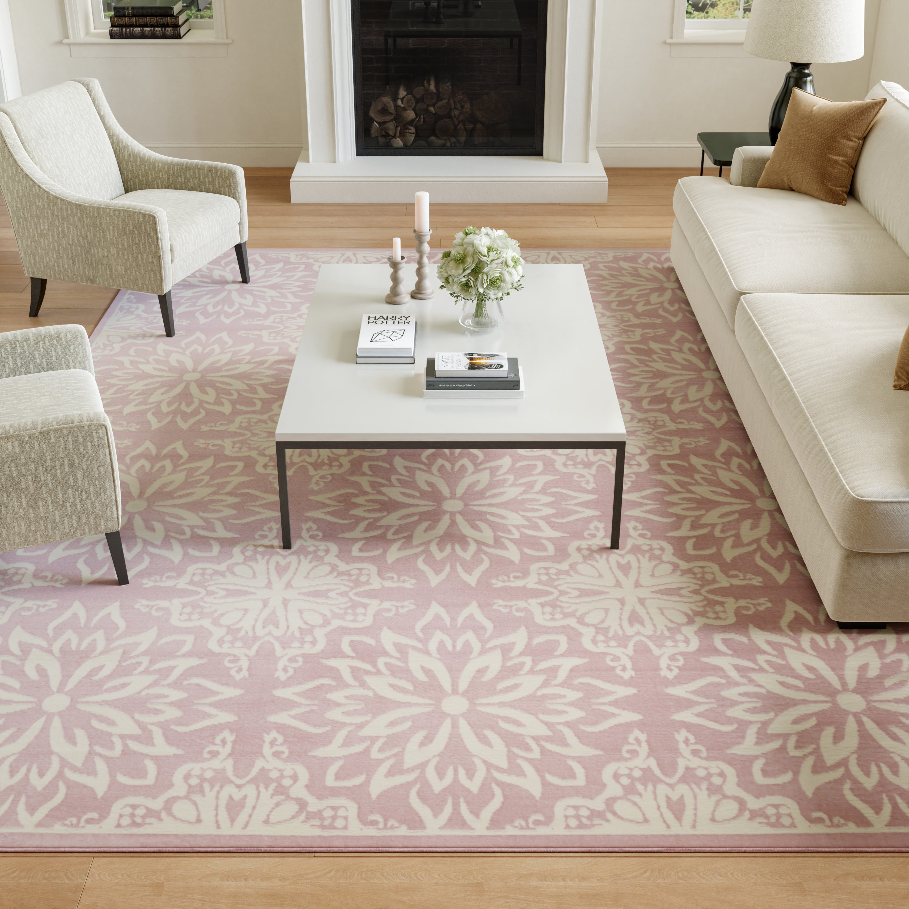Nourison Jubilant 7'10" x 9'10" Ivory Pink Farmhouse Indoor Rug