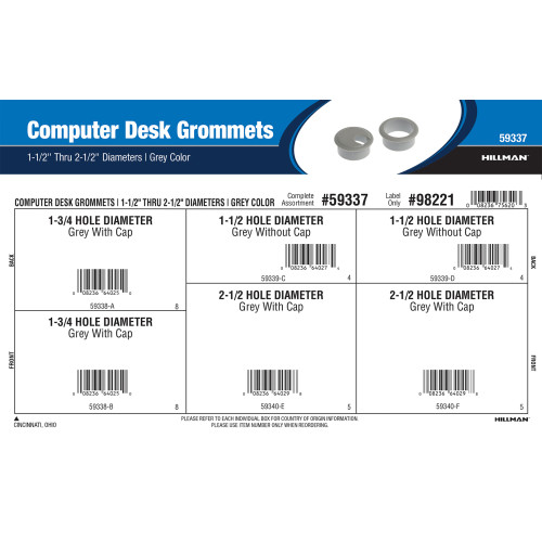 Gray Computer Desk Grommets Assortment (1-1/2