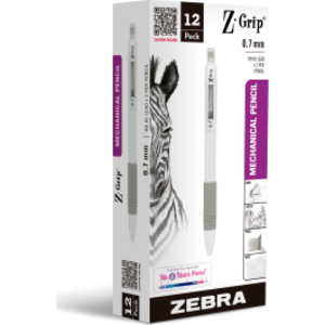 Z-Grip Mechanical Pencil, 0.7 mm, White, 12-Pack
